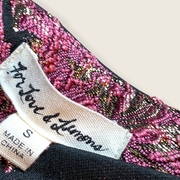 ❄️ HP ❄️ EUC Luella Cigarette Pant in Metallic Jacquard Black/Pink Size Small - Picture 6 of 15